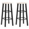 Adelia Natural Wooden Bar Stools With Steel Frame In A Pair