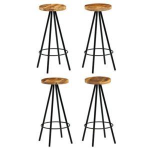 Amiya Set Of 4 Wooden Bar Stools With Steel Frame In Natural