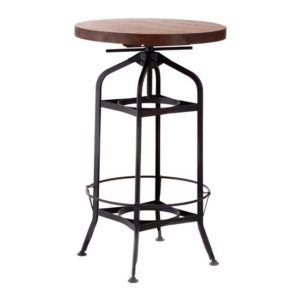 Ashbling Wooden Bar Table With Black Metal Frame In Natural