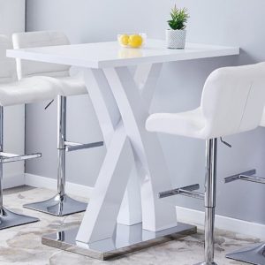Axara High Gloss Bar Table Rectangular In White