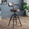 Bachue Faux Leather Leather Bar Stool In Brown