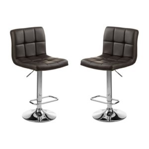 Baino Black Faux Leather Bar Chairs With Chrome Base In A Pair