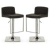 Baino Black Leather Bar Chairs With Chrome Footrest In A Pair