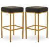Baino Black Leather Bar Stools With Gold Legs In A Pair