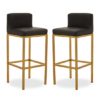Baino Black PU Leather Bar Chairs With Gold Legs In A Pair