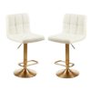 Baino White Faux Leather Bar Chairs With Gold Base In A Pair