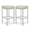 Baino White Leather Bar Stools With Chrome Legs In A Pair
