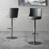 Banbury Grey Faux Leather Gas-lift Bar Stools In Pair