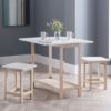 Basira Bar Set With 2 Stools In White Lacquer