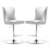 Belkon Light Grey Velvet Upholstered Gas-Lift Bar Chairs In Pair