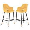 Brietta Mustard Velvet Bar Chairs With Black Legs In Pair