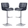 Candid Black Faux Leather Bar Stools With Chrome Base In Pair