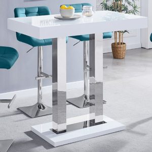 Caprice High Gloss Bar Table Rectangular In White