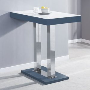 Caprice White Glass Top High Gloss Bar Table In Grey