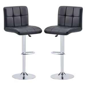 Coco Black Faux Leather Bar Stools With Chrome Base In Pair