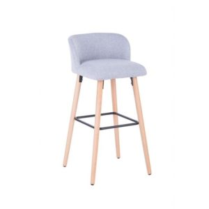Clare Fabric Bar Stool With Wooden Legs In Grey
