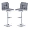 Copez Grey And White Faux Leather Bar Stools In Pair
