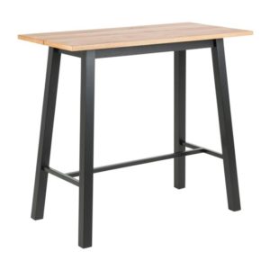 Colza Wooden Bar Table With Black Metal Legs In Wild Oak