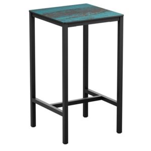 Extro Square 60cm Wooden Bar Table In Vintage Teal