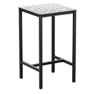 Extro Square 79cm Wooden Bar Table In Mixed Terrazzo