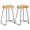 Henley 62cm Brown Wooden Bar Stools With Black Legs In A Pair