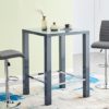 Jam Square Glass Top High Gloss Bar Table In Grey