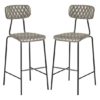 Kelso Vintage Silver Faux Leather Bar Stools In Pair