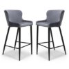 Malmo Grey Velvet Fabric Bar Stool With Metal Base In Pair