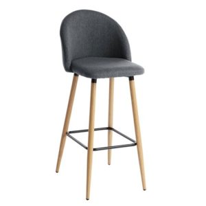 Nissan Fabric Bar Stool With Solid Wooden Legs In Grey