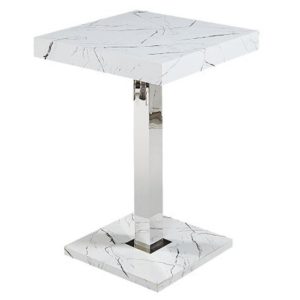 Topaz High Gloss Bar Table Square In Vida Marble Effect