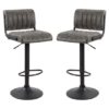 Paris Grey Woven Fabric Bar Stools With Black Base In A Pair