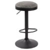 Remi Woven Fabric Bar Stool In Grey With Black Base