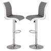 Ritz Grey And White Faux Leather Bar Stools In Pair
