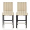 Saftill Cream Fabric Fixed Bar Stools With Black Legs In Pair