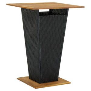Selah 80cm Wooden Top Bar Table With Poly Rattan Base In Black