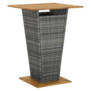 Selah 80cm Wooden Top Bar Table With Poly Rattan Base In Grey