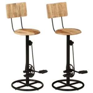 Stacy Natural Solid Mango Wooden Bar Stools In A Pair