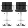 Stocam Black Faux Leather Bar Chairs With Chrome Base In A Pair