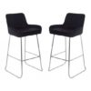Tamzo Black Velvet Upholstered Bar Chair With Low Arms In Pair