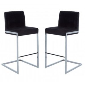 Tamzo Black Velvet Upholstered Bar Chair With Low Back In Pair