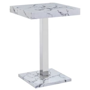 Topaz High Gloss Bar Table Square In Diva Marble Effect