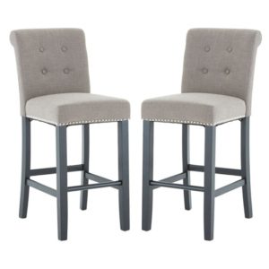 Trento Upholstered Natural Fabric Bar Chairs In A Pair