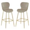 Warden Mink Velvet Bar Chairs With Gold Legs In A Pair