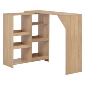 Winnie Wooden Bar Table With Moveable Shelf In Oak