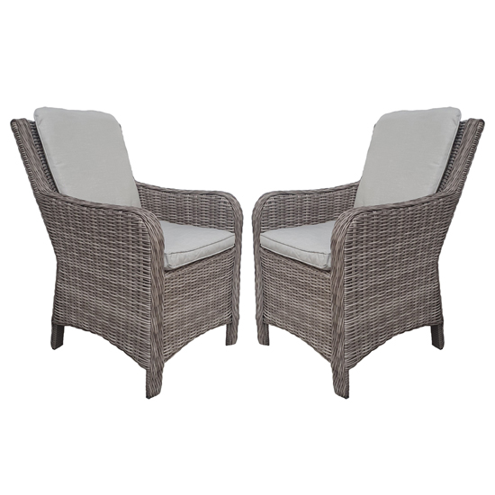 Abobo High Back Fine Grey Fabric Dining Chair In Pair