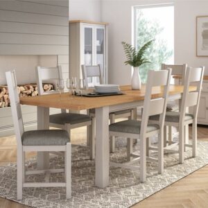 Amberley Large Wooden Extending Dining Table With 6 Chairs