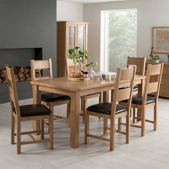Brex Extending Large Natural Dining Table With 6 Chairs
