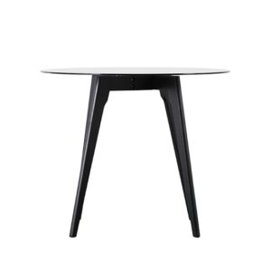 Brix Round Smoked Glass Dining Table With Black Oak Base