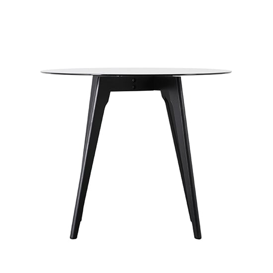 Brix Round Smoked Glass Top Dining Table With Black Legs