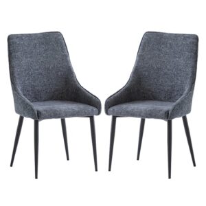 Cajsa Deep Blue Fabric Dining Chairs In Pair